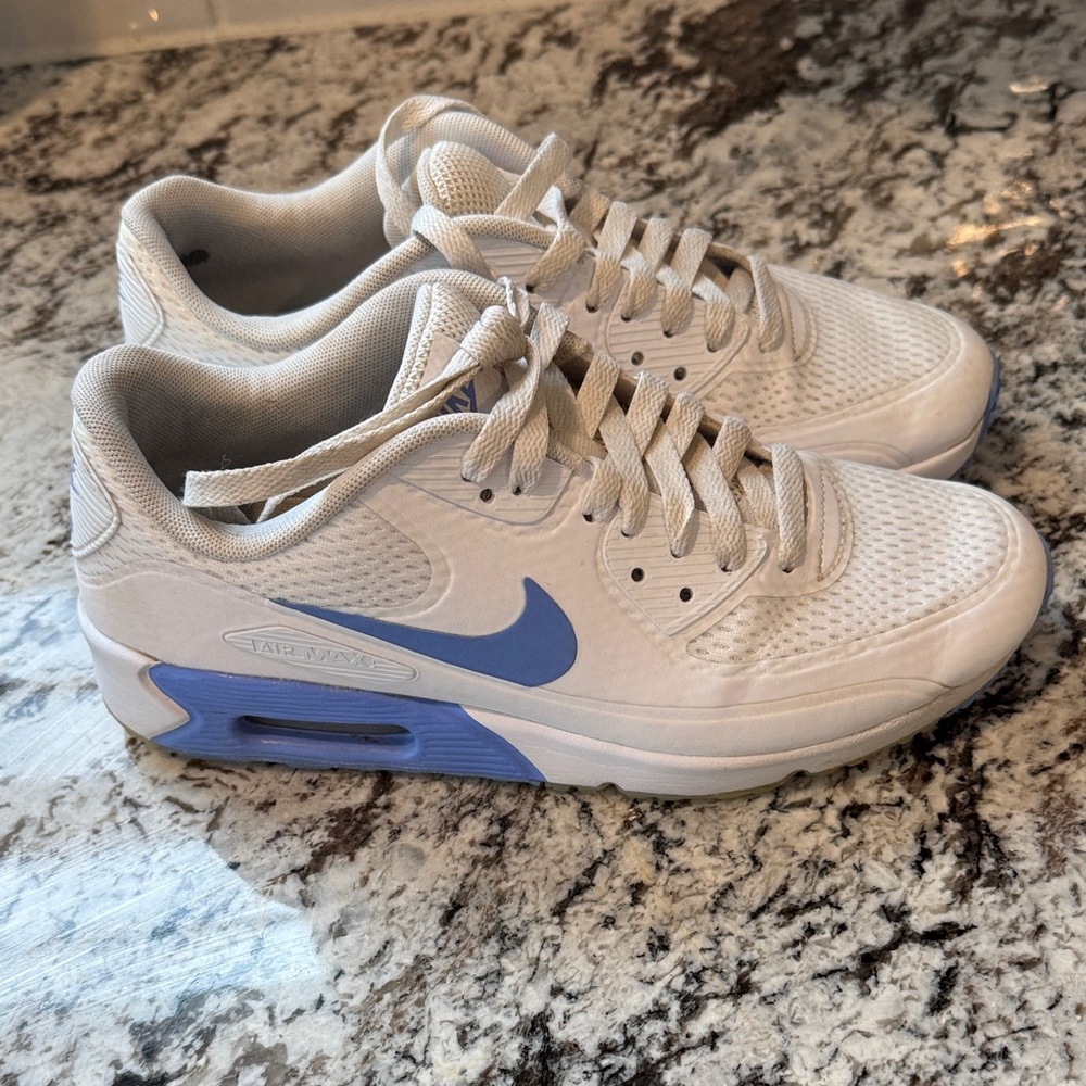 Nike Air Max White and Blue golf shoes